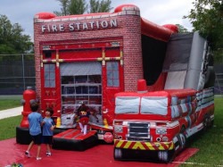 firestationcombo1 1711896799 Fire Station Truck Inflatable Bounce House Slide Combo